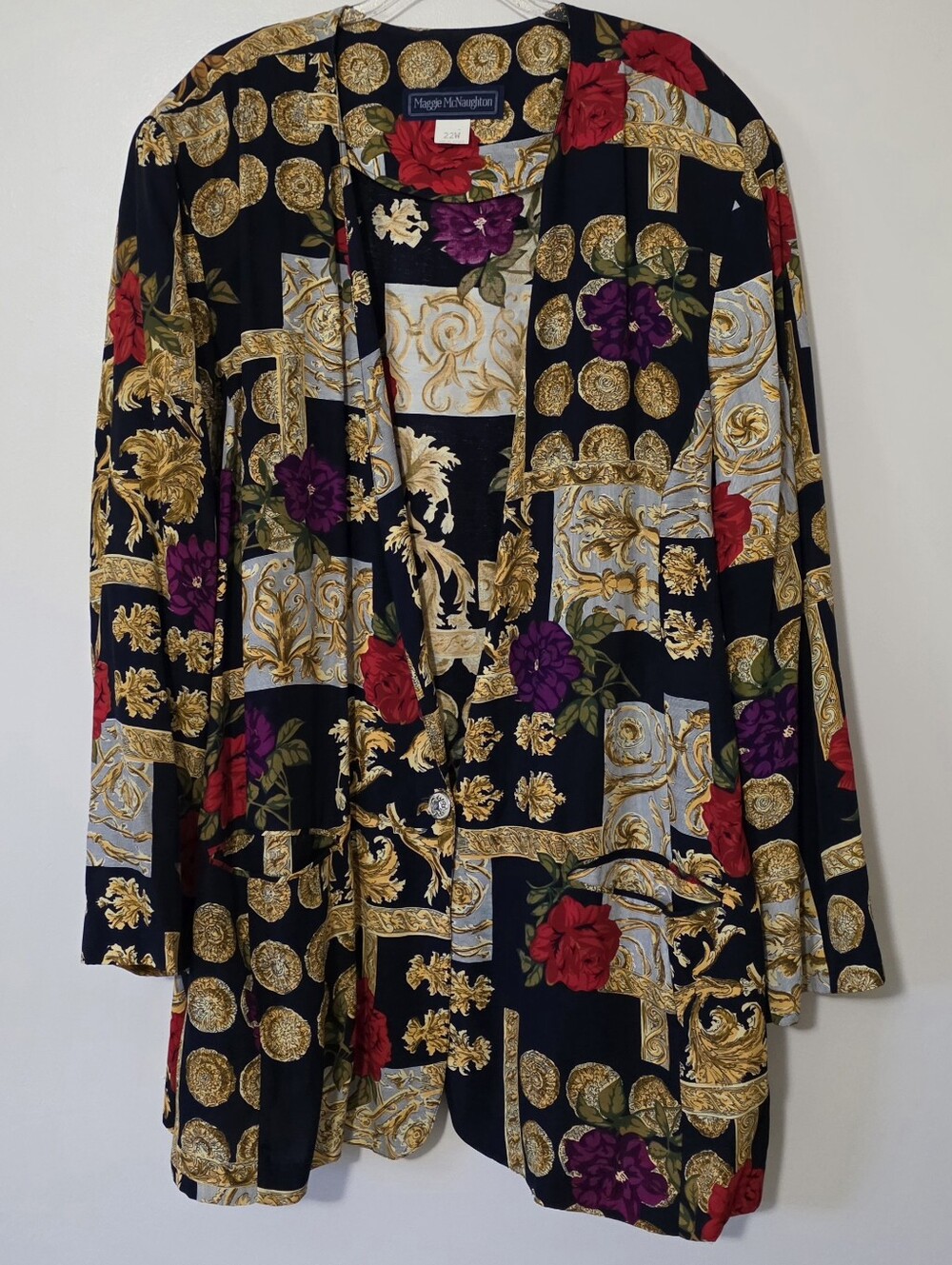 Vintage 90s Maggie McNaughton Longline Floral Blazer Jacket Whimsigoth 22W